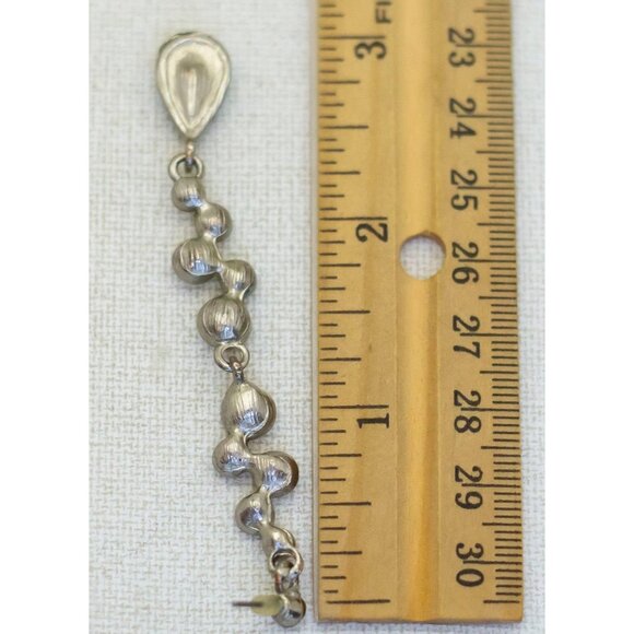 Vintage Rhinestone Teardrop Dangle Earrings - F1 - Picture 3 of 3